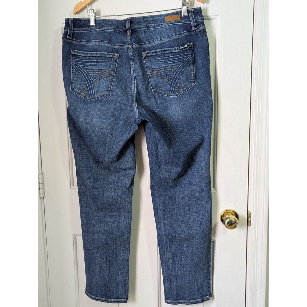 Seven 7 Denim Jeans Pants Womens 16 Classic Straight Leg Medium Wash Stretch - Picture 5 of 10